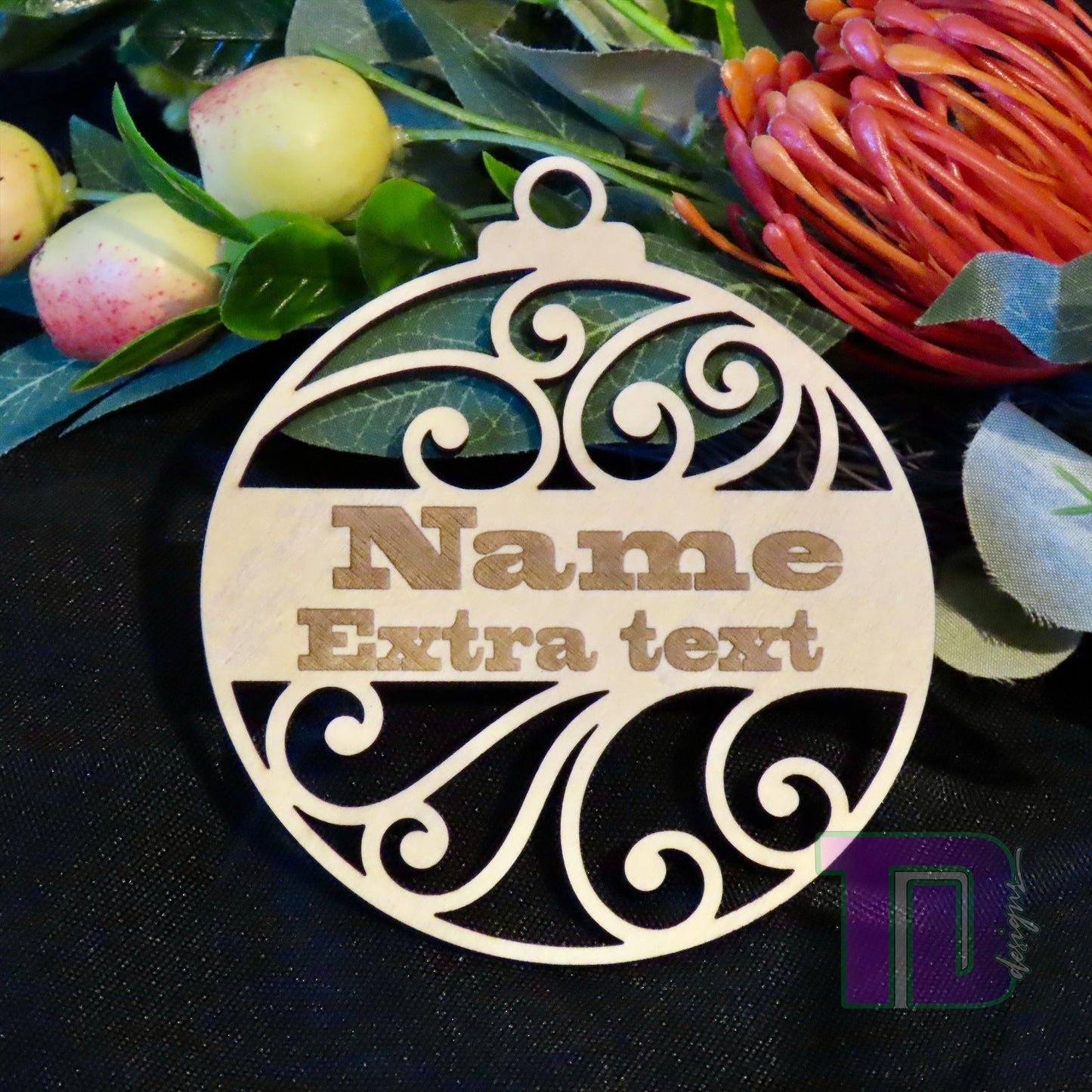 Traditional Swirl Bauble Personalised Christmas Tree Ornament