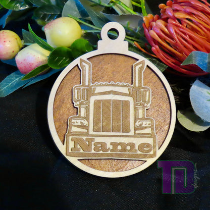 Truck Personalised Christmas Tree Ornament