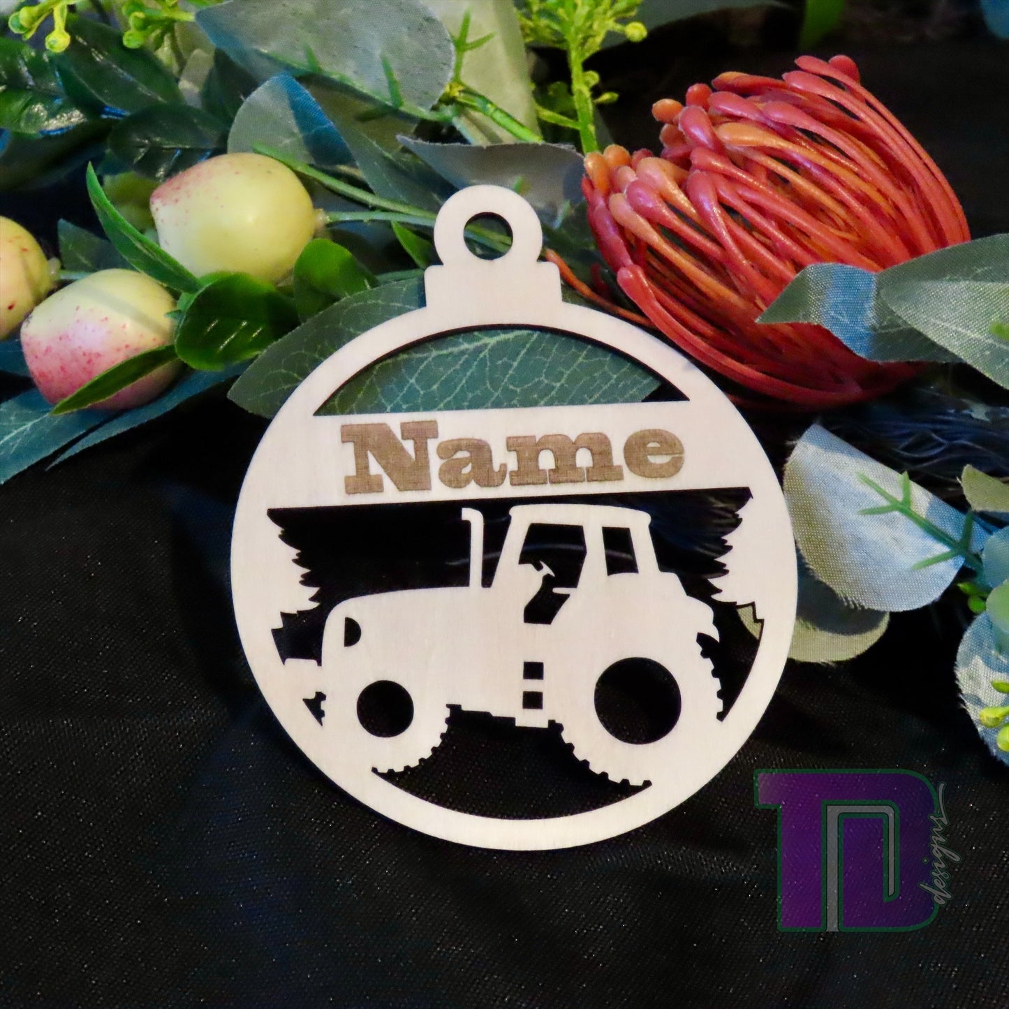 Tractor Personalised Christmas Tree Ornament