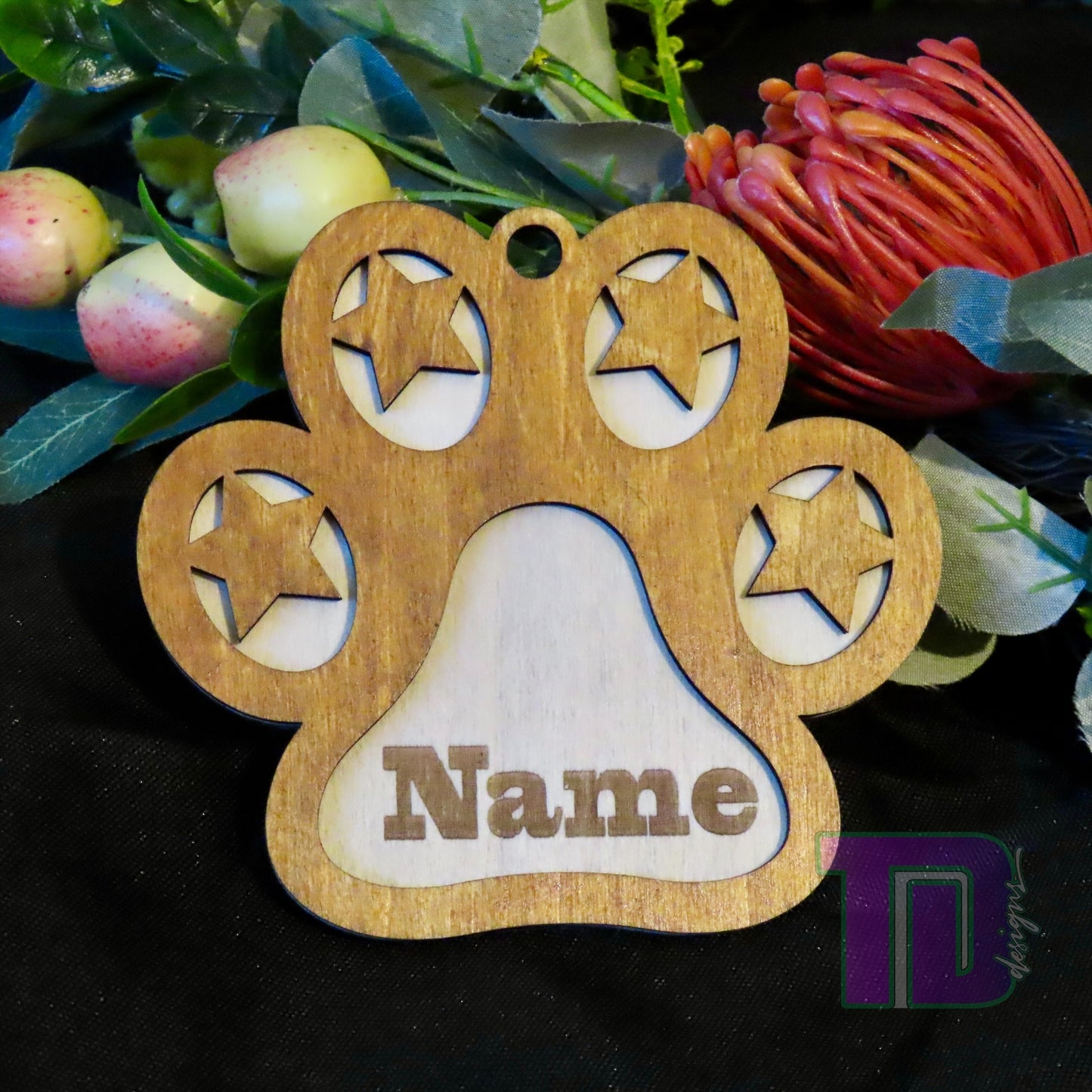 Animal Paw Personalised Christmas Tree Ornament