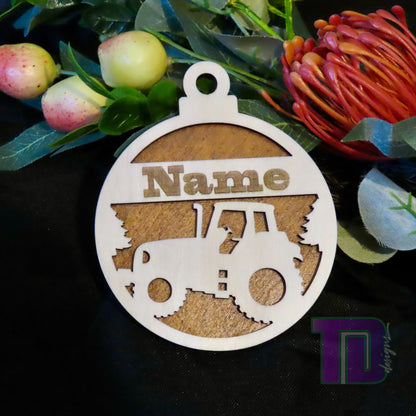 Tractor Personalised Christmas Tree Ornament