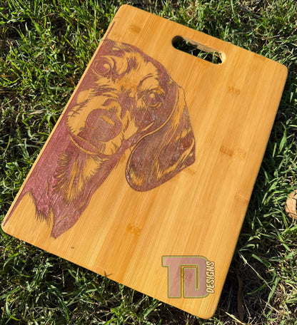 Dachshund sausage dog multicolour epoxy serving chopping board