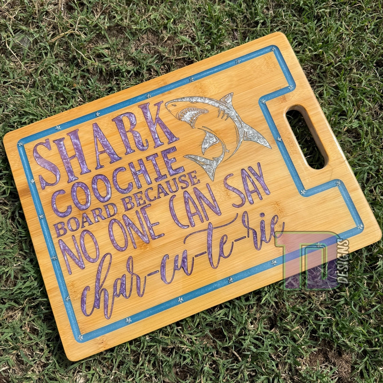 Shark coochie board epoxy serving charcuterie chopping board