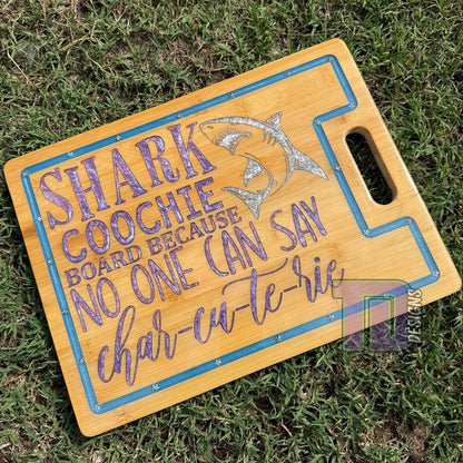 Shark coochie board epoxy serving charcuterie chopping board
