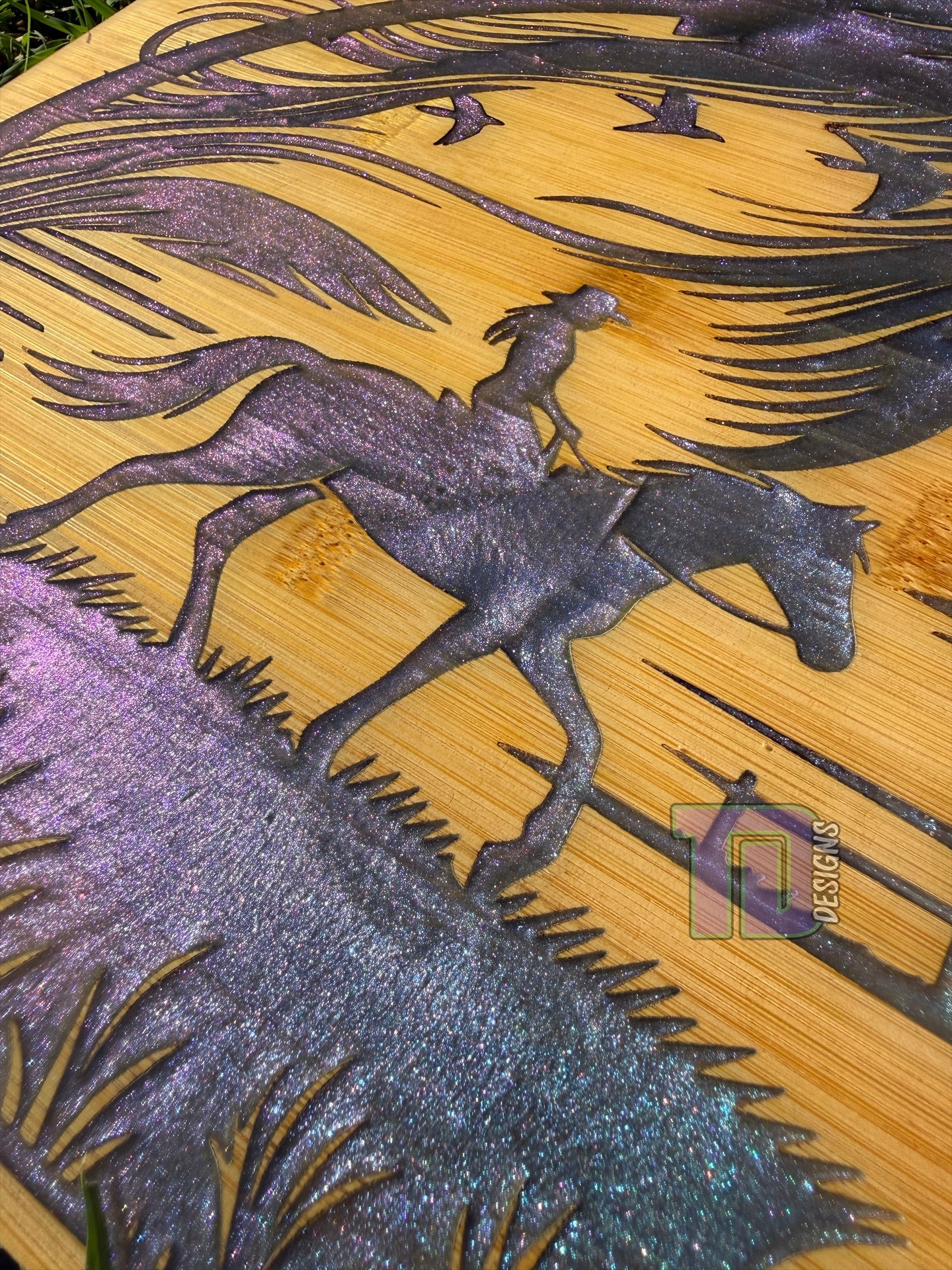 cowgirl horse epoxy serving charcuterie chopping board