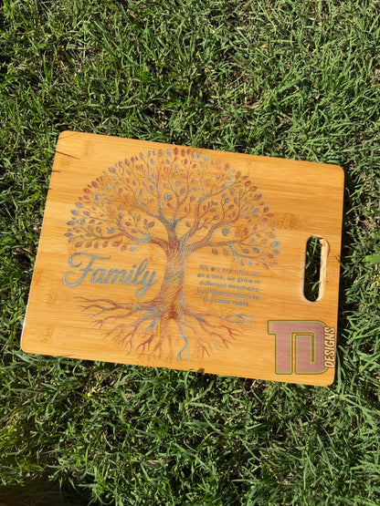 family tree epoxy serving chopping board