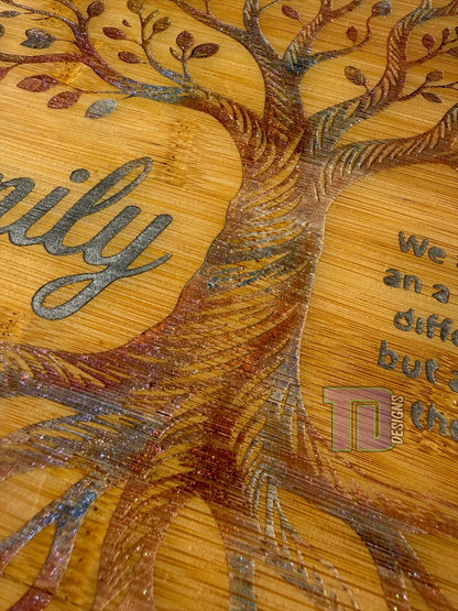 family tree epoxy serving chopping board