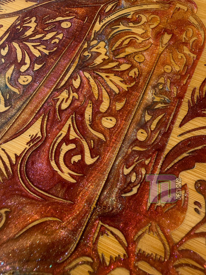cowgirl cowboy boots hat country epoxy serving chopping board