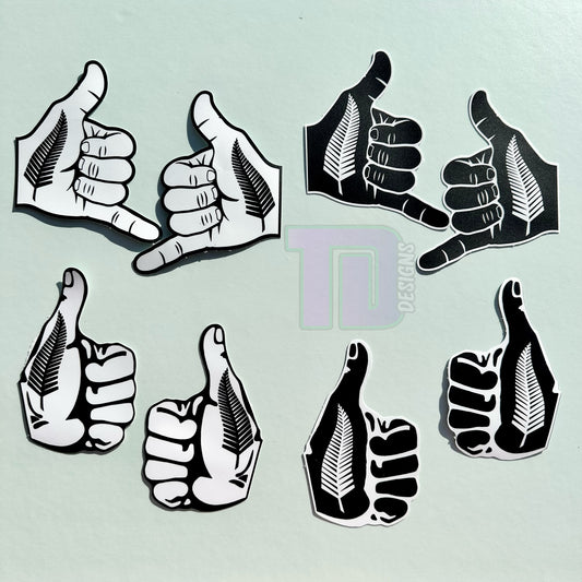 New Zealand NZ silver fern thumbs up shaka decal sticker