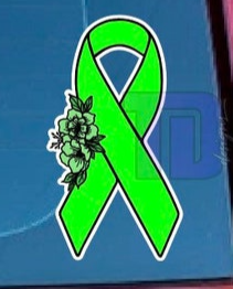 Bright light green awareness ribbon decal sticker