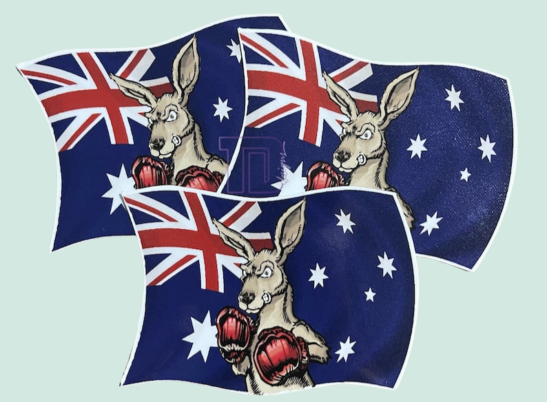 Boxing kanga kangaroo Australia flag decal sticker