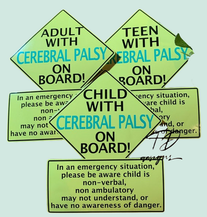 Child Teen Adult with Cerebral Palsy on board decal sticker