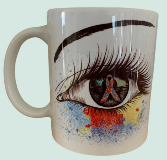 Autism ribbon eye mug