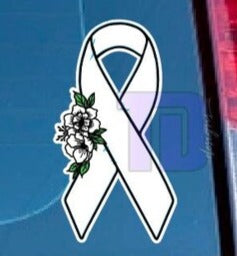 White Floral awareness ribbon