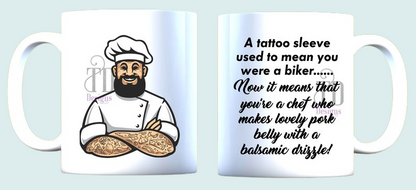 Tattoo sleeve male chef cook mug