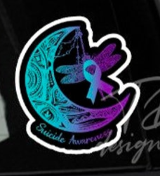 Suicide awareness half moon ribbon decal sticker