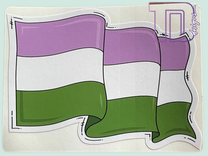 Genderqueer Waving pride flag decal sticker