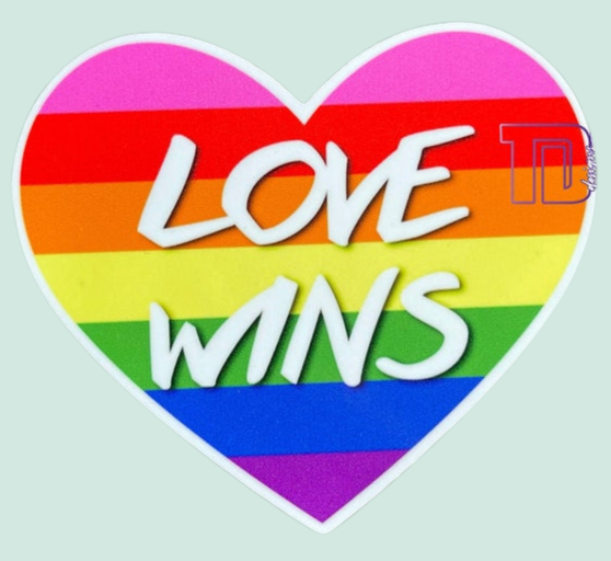 Love wins pride heart rainbow decal sticker