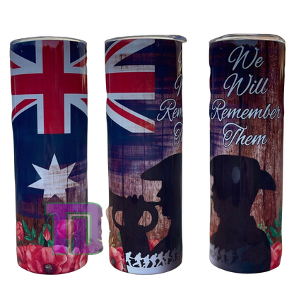 We will remember them Australian flag soldier ANZAC Tumbler