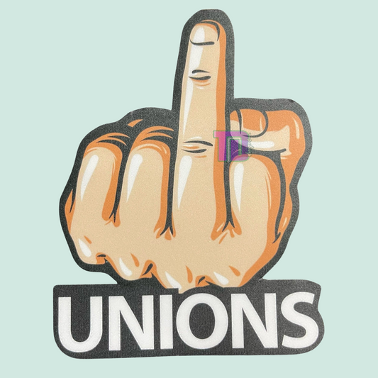 Rude finger fuck off Unions decal sticker