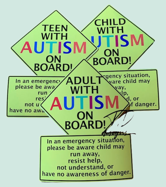 Child Teen Adult with Autism on board decal sticker