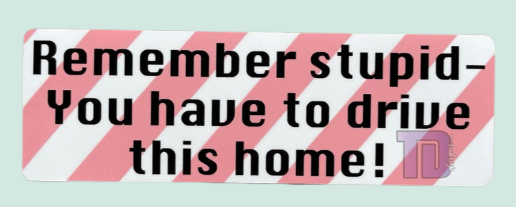 Remember stupid - you have to drive this home decal sticker