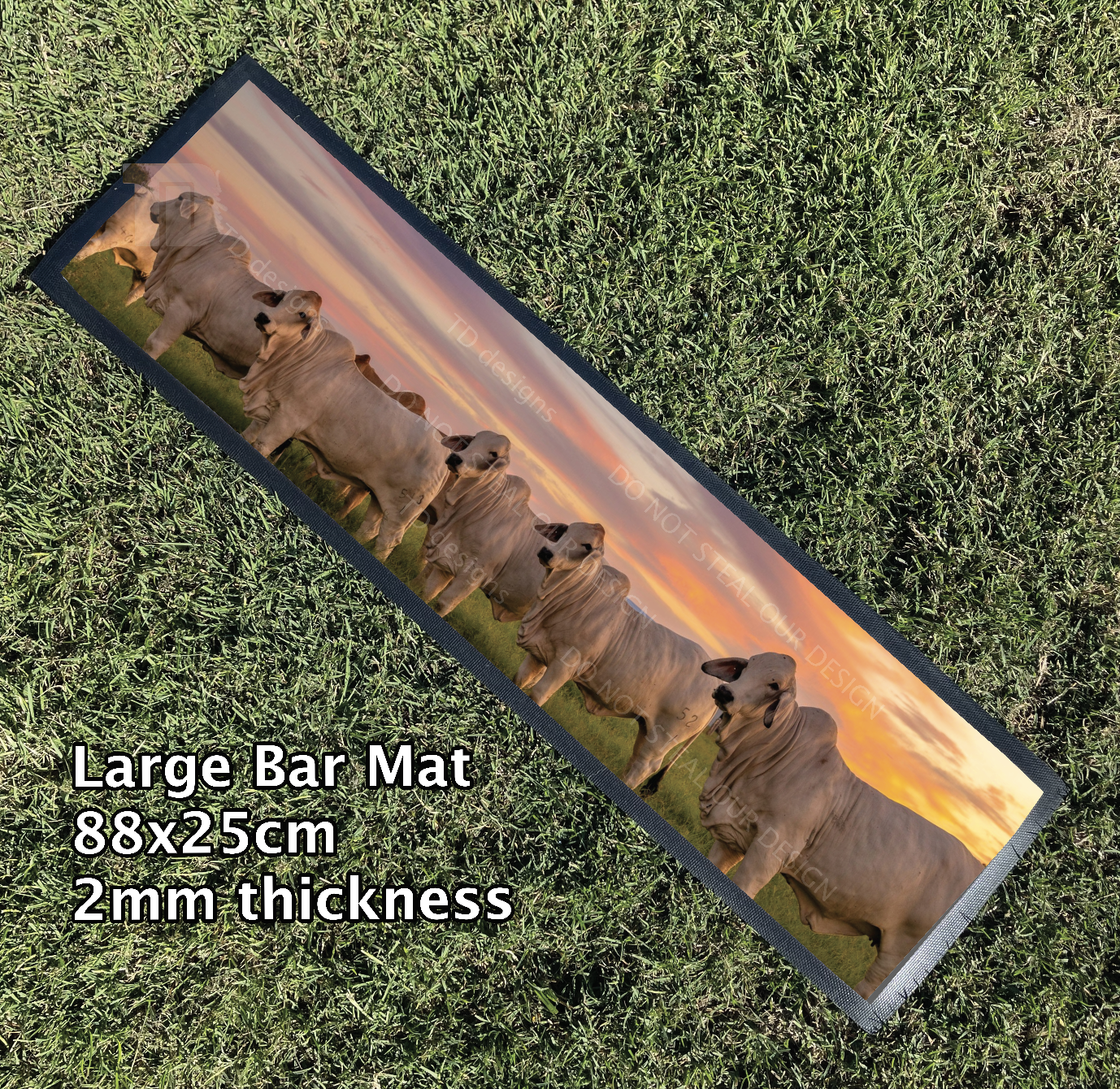 brahman bull cattle sunset sunrise Bar Mat Runner