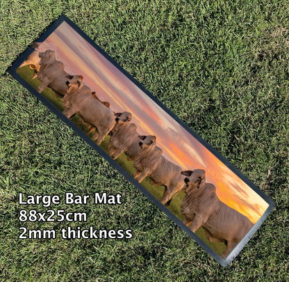 brahman bull cattle sunset sunrise Bar Mat Runner