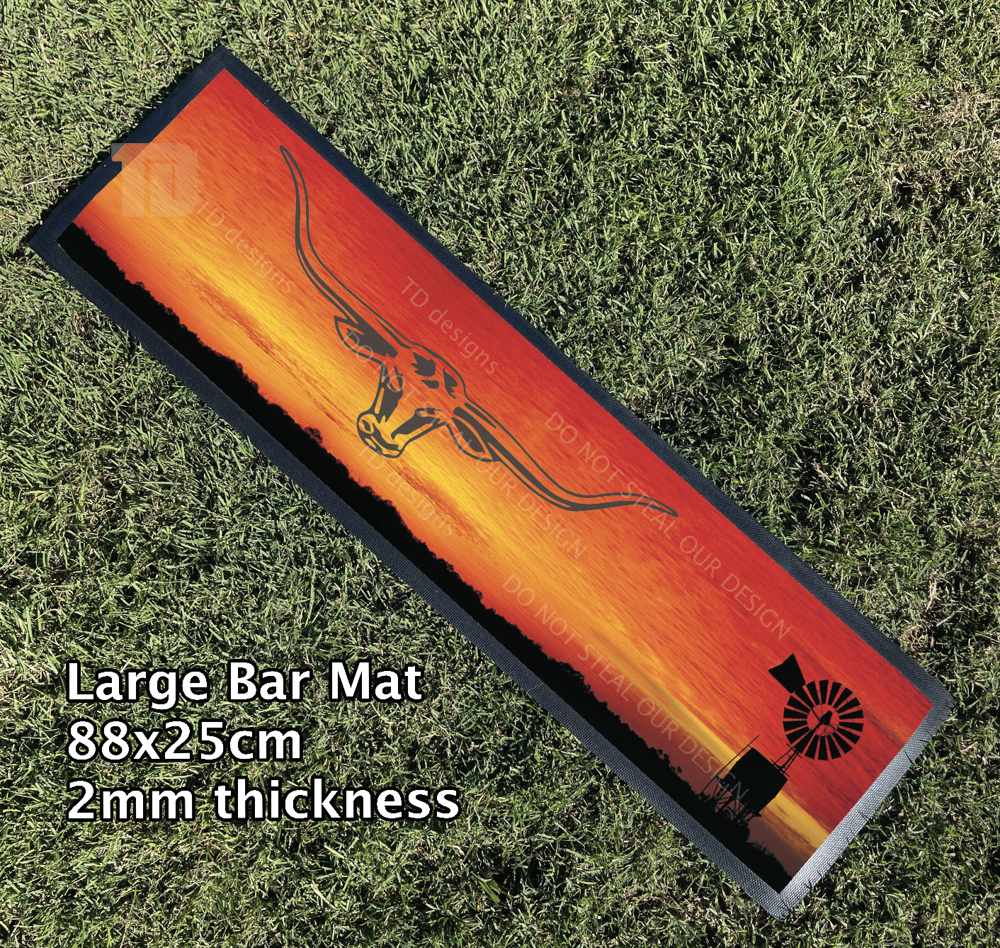 Longhorn bull skull outback sunset Bar Mat Runner