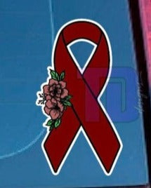 Burgundy Maroon awareness ribbon decal sticker