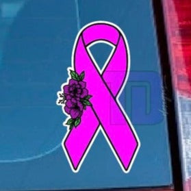 Light pink Floral awareness ribbon decal sticker