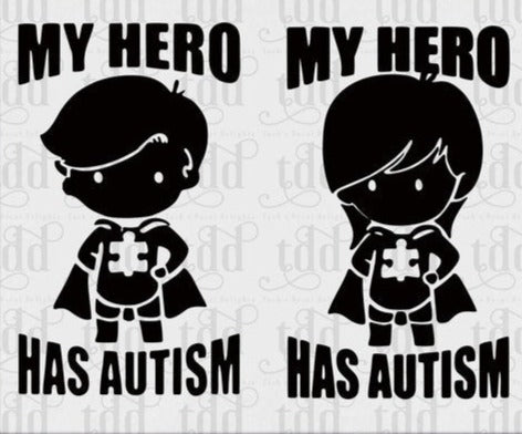 My Hero Has Autism Awareness Puzzle decal sticker