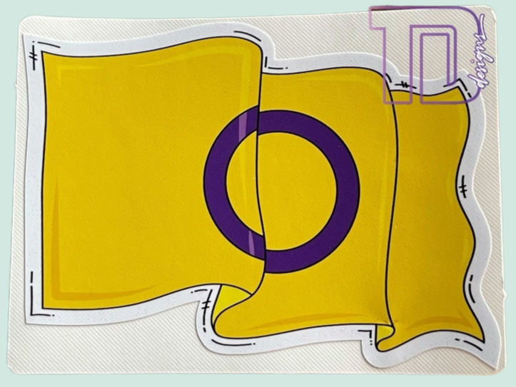 INTERSEX Waving pride flag decal sticker