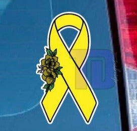 Yellow Floral awareness ribbon decal sticker