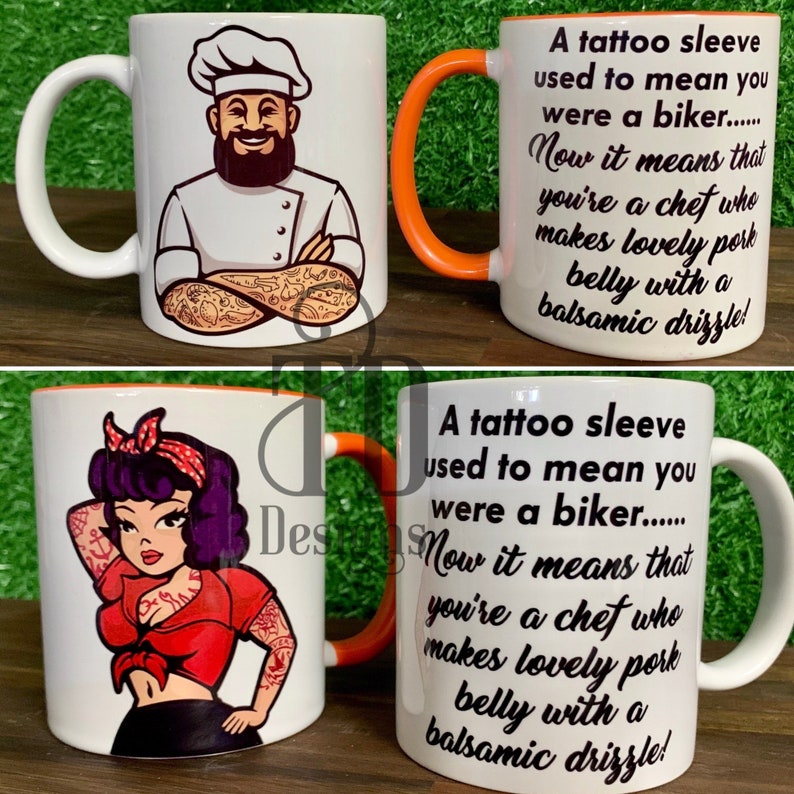 Tattoo sleeve male chef cook mug