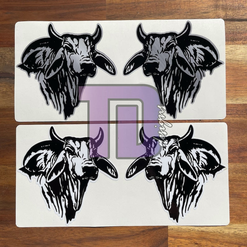Bhraman Sticker Brahman Bull Horn Head Decal Set of 2 Sticker Bumper Cow Pair – TD designs
