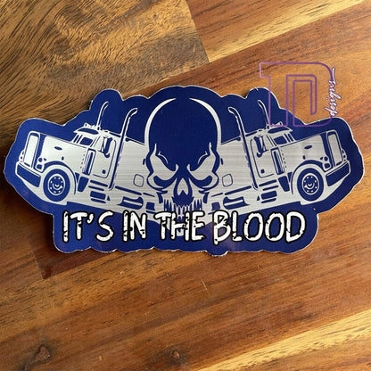 Its in the blood skull truck Logo  printed decal sticker image 1