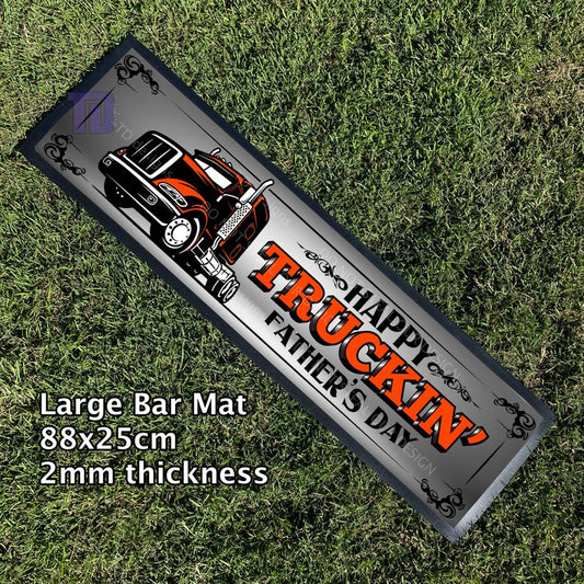 Happy Truckin Fathers Day truck Bar Mat Runner