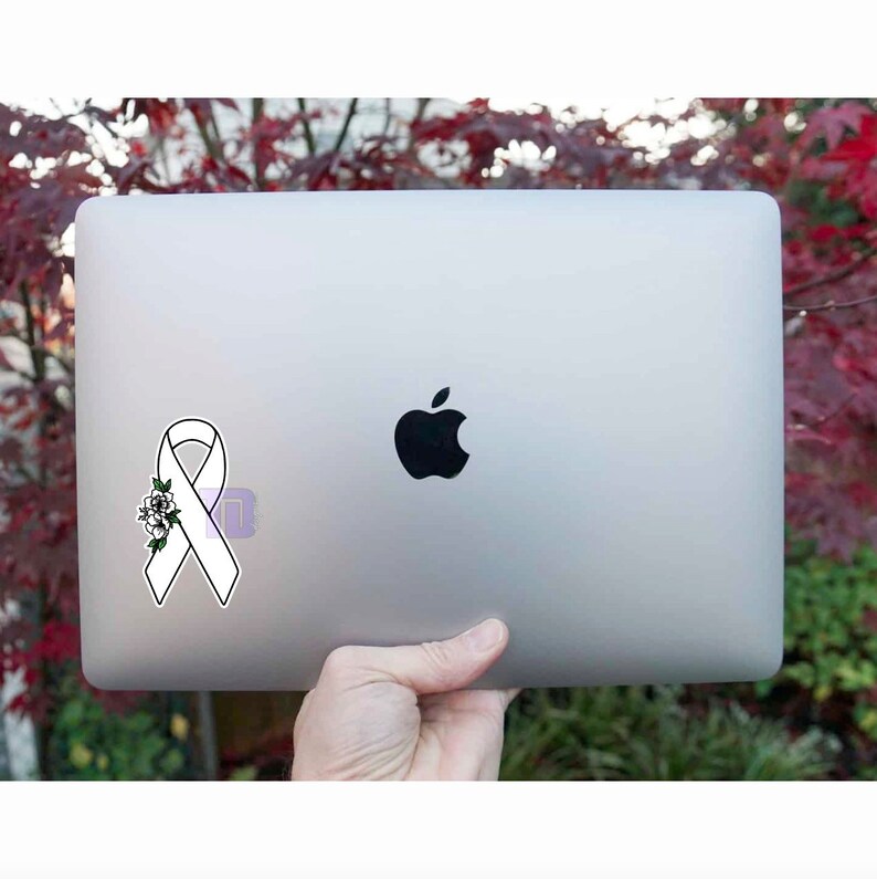 White Floral awareness ribbon