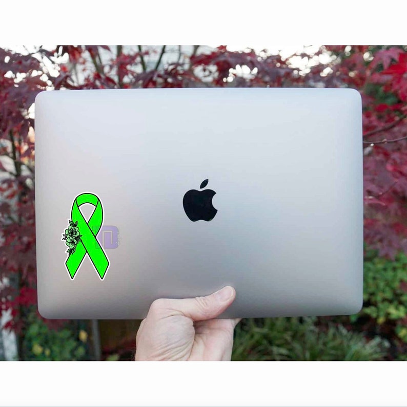 Bright light green awareness ribbon decal sticker