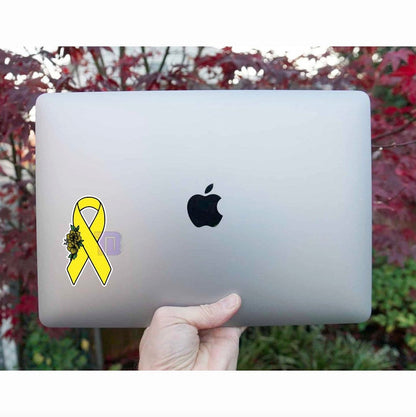 Yellow Floral awareness ribbon decal sticker