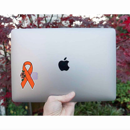 Orange Floral awareness ribbon decal sticker