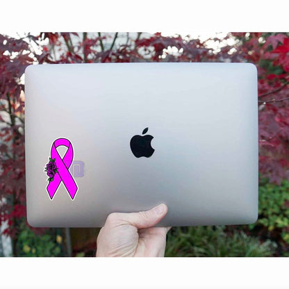 Light pink Floral awareness ribbon decal sticker