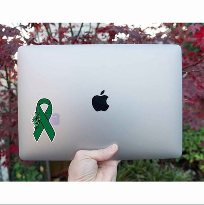 Dark green Floral awareness ribbon decal sticker