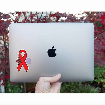 Red Floral awareness ribbon decal sticker