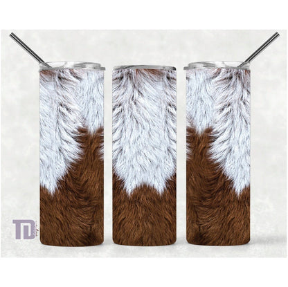 brown and white cow hide Tumbler