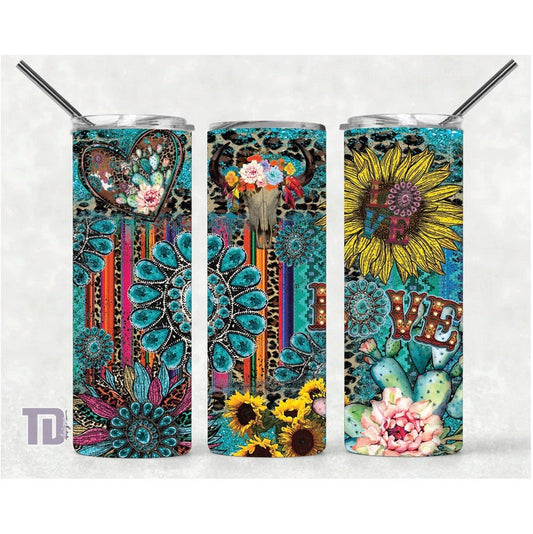 love sunflower country boho Tumbler