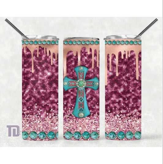 turquoise cross boho country Tumbler