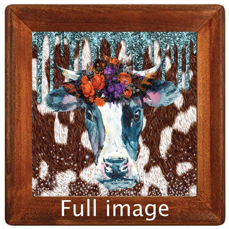 cow hide head floral glitter Tumbler