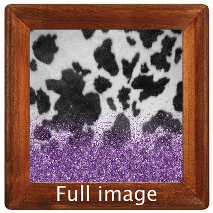 cow print purple glitter black and white Tumbler